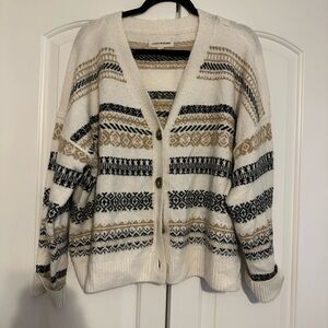 Lucky Brand Women's Cream and Black Cardigan